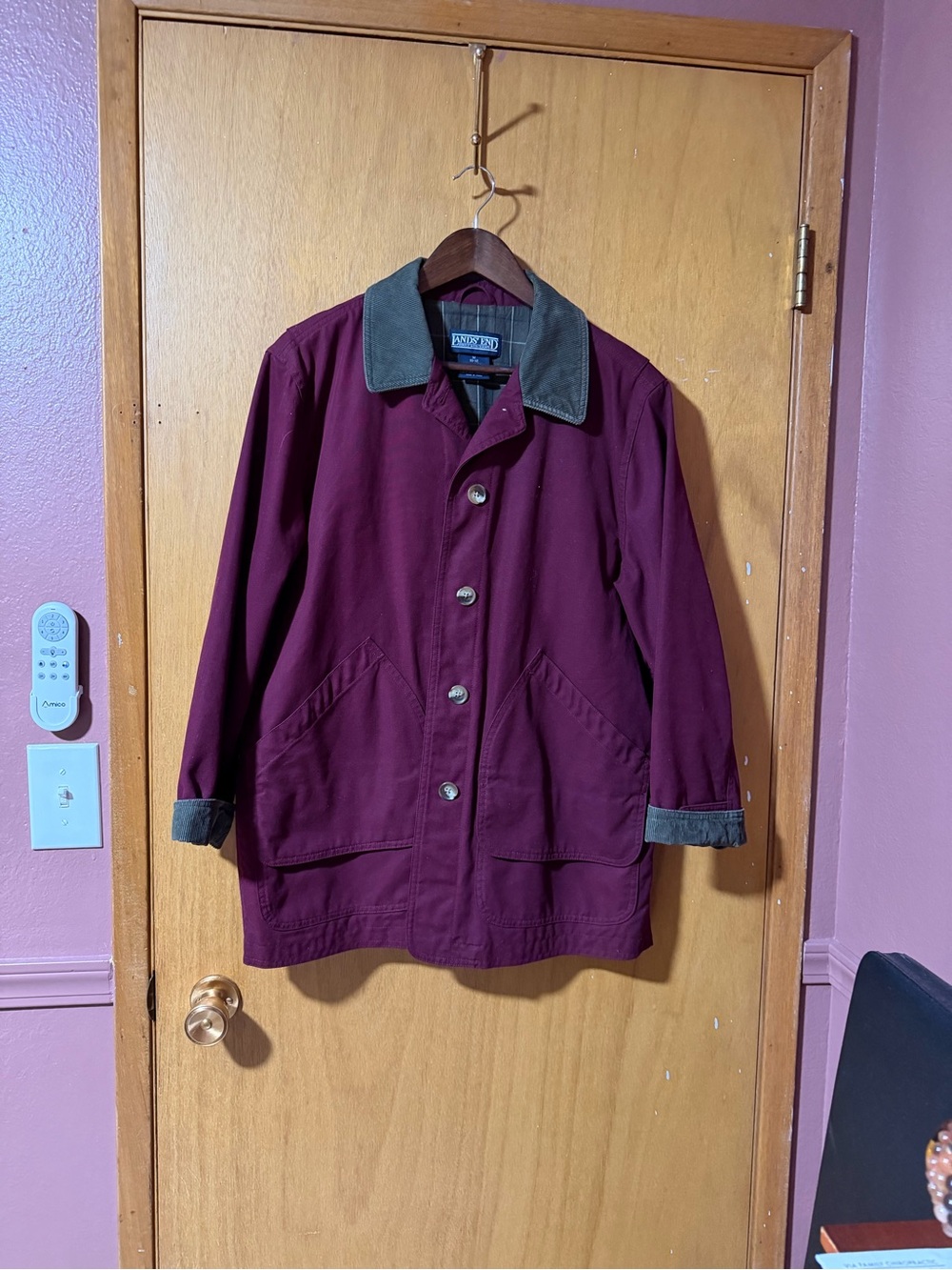 Lands End Burgundy Canvas Barn Coat